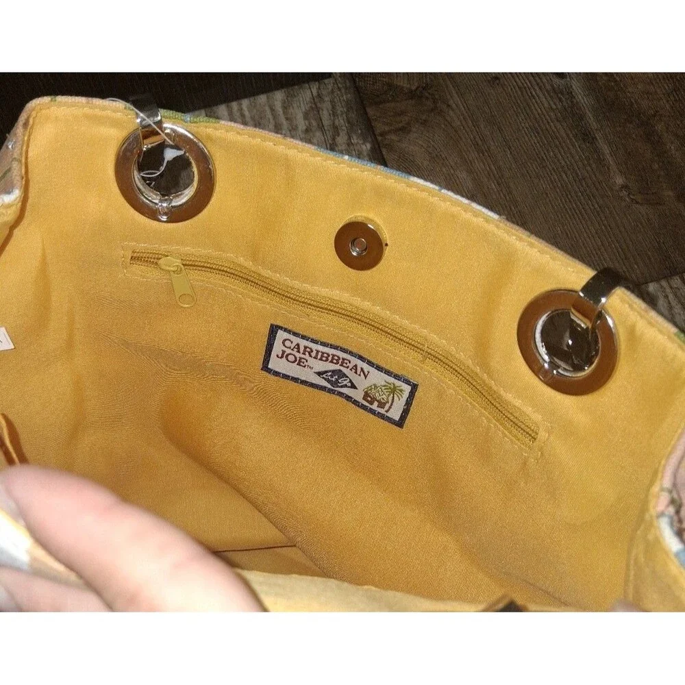 NEW! Carribean Joe Multicolor Striped Canvas Bag
